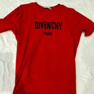 Givenchy Men’s Destroyed Red T-Shirt